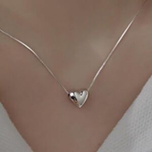 Sterling Silver Heart Pendant Necklace - Silver